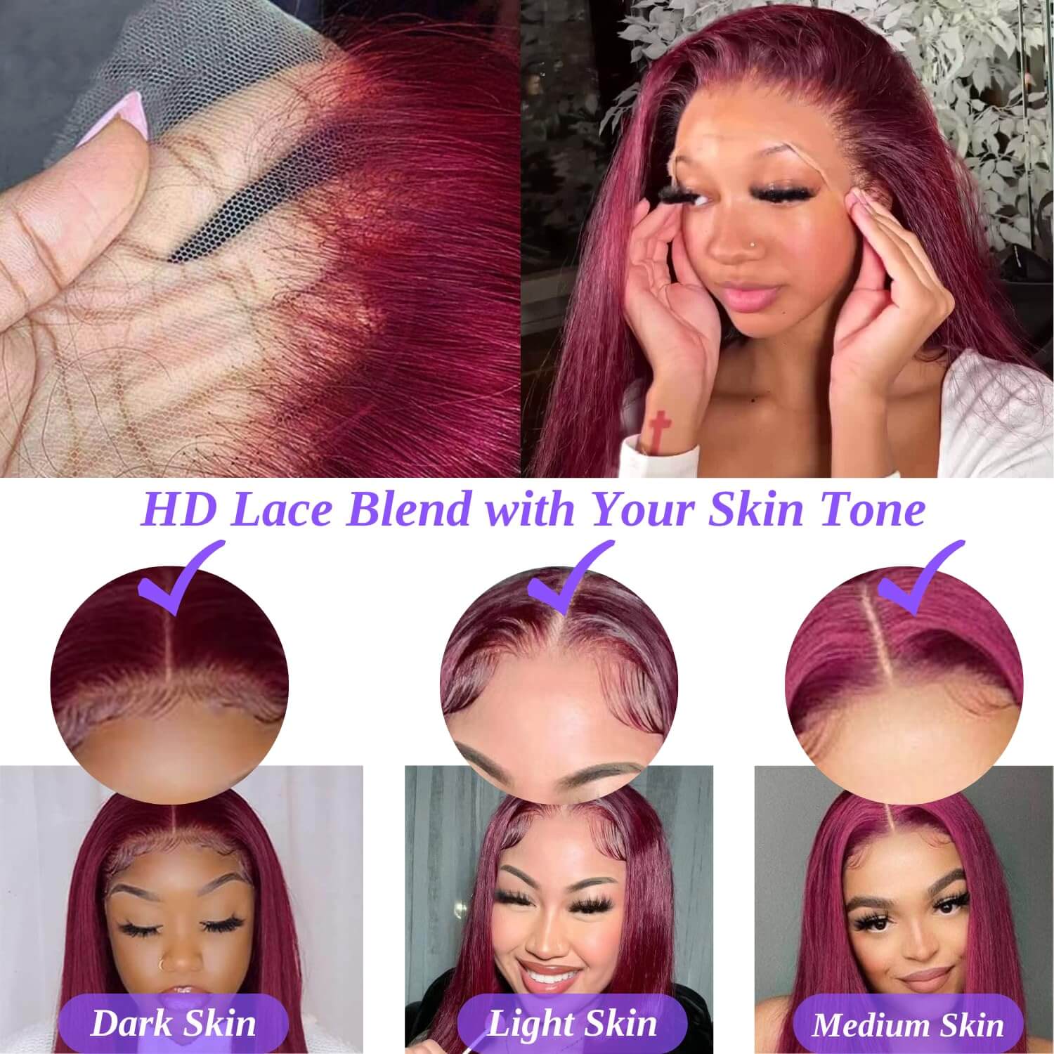 Burgundy Lace Front Wig 13x4 Straight Hair Bold Sleek Look