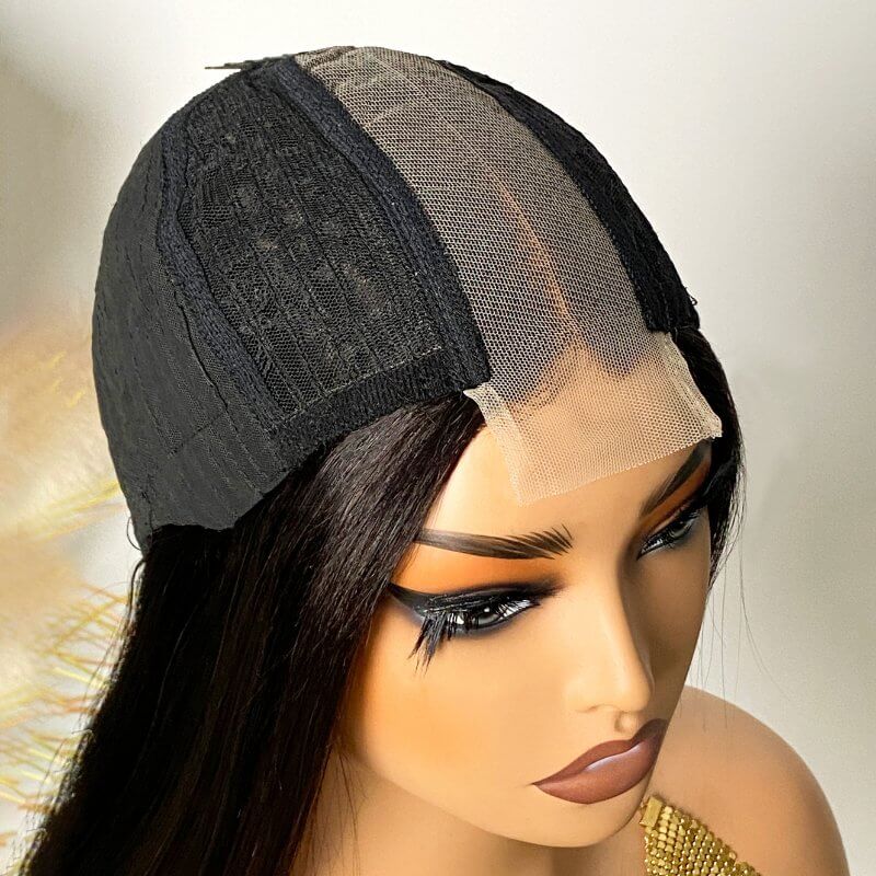 Black Bob Wig 2x6 Lace Closure Sleek Style Natural Part