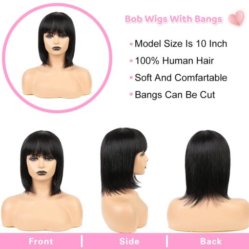 Black Bob with Fringe Wig Sleek Stylish Easy-to-Wear Look