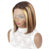 Honey Blonde Bob Wig with Highlights T Lace Front Sleek