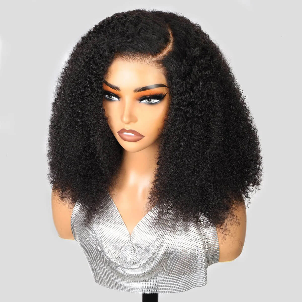Curly Afro Wig Black 5x5 Lace Voluminous Natural Curls