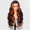 13x4 Lace Front Ginger Highlight Wig Body Wave for Glam