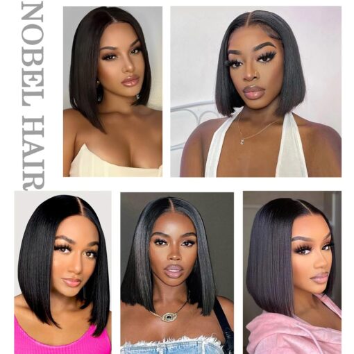 Black Bob Wigs Lace Front Human Hair Sleek Natural Look