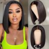 Black Bob Wigs Lace Front Human Hair Sleek Natural Look