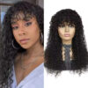 Afro Kinky Curly Wig with Bangs Human Hair Natural Volume