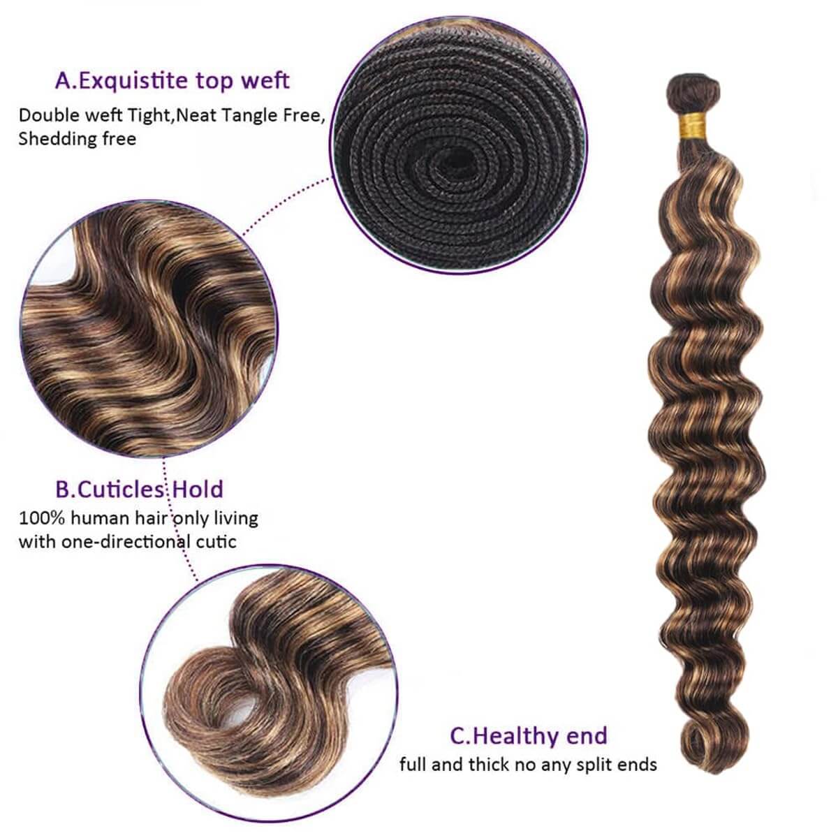Honey Blonde Loose Deep Wave Bundles remy Hair Full Volume