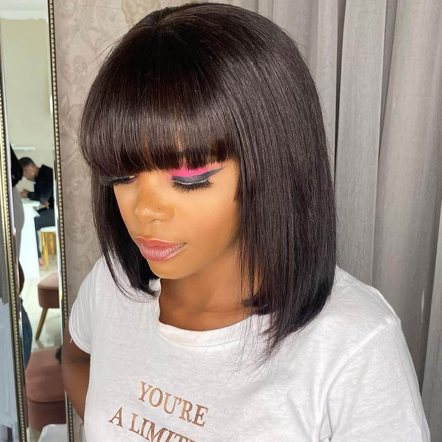 Black Bob with Fringe Wig Sleek Stylish Easy-to-Wear Look