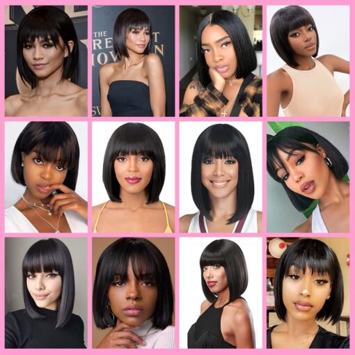Black Bob with Fringe Wig Sleek Stylish Easy-to-Wear Look