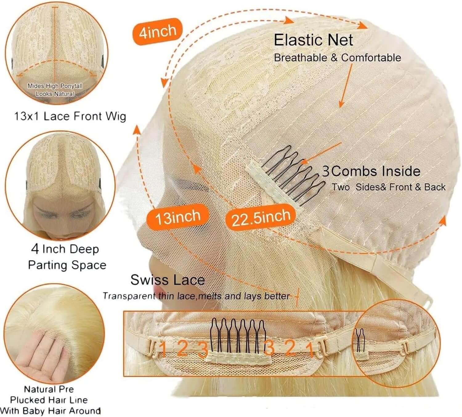 Blonde Deep Wave Wig 13x4 Lace Human Hair Voluminous