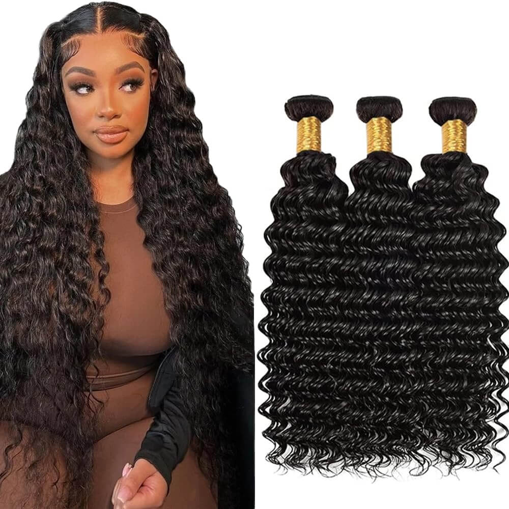 Deep Wave Human Hair Bundles Defined Curls Full Volume