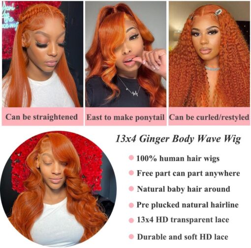 Ginger Body Wave Wig Human Hair for Soft Bouncy Volume