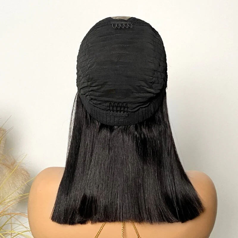 Black Bob Wig 2x6 Lace Closure Sleek Style Natural Part