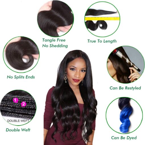 Body Wave Bundles with Closure Brazilian Hair Soft Waves