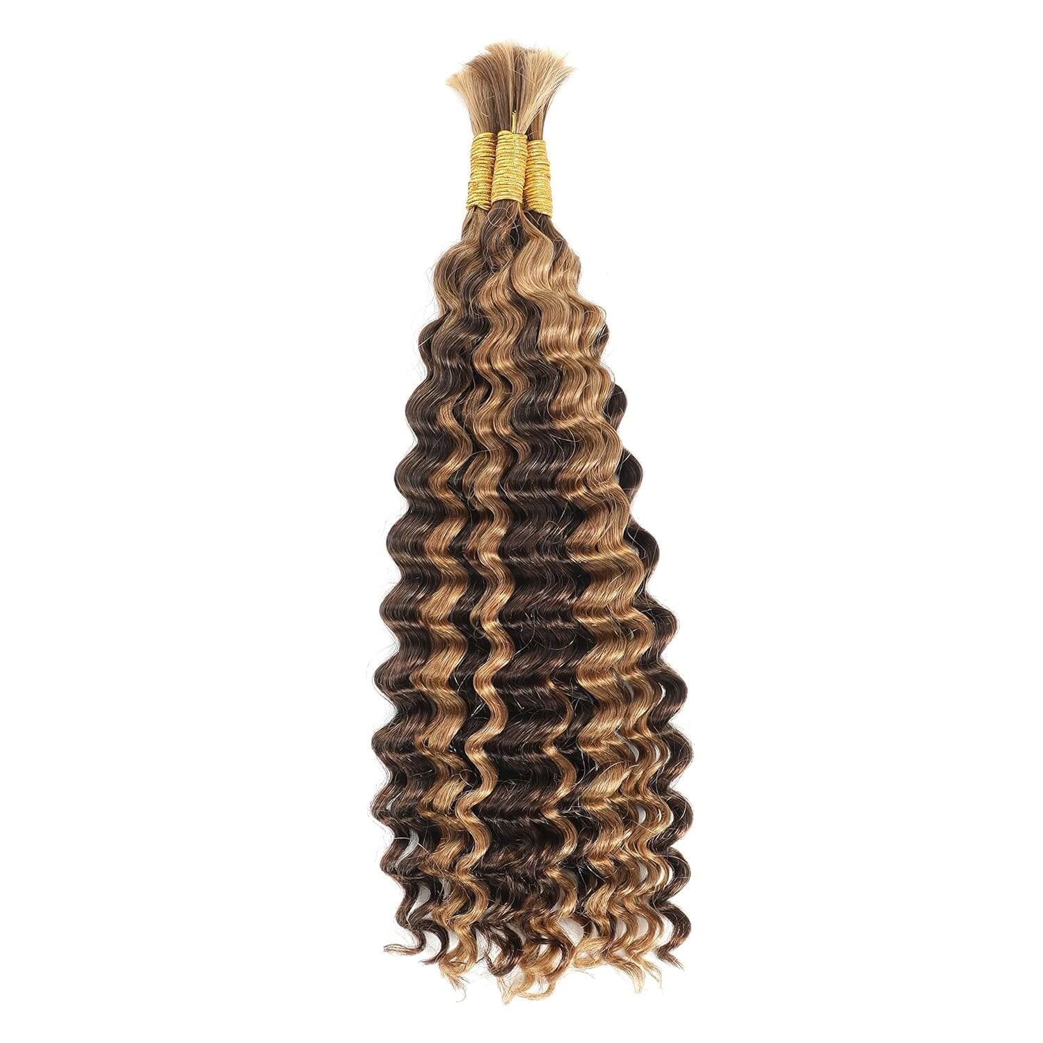 Honey Blonde Deep Wave Bulk Human Hair for Braiding Soft