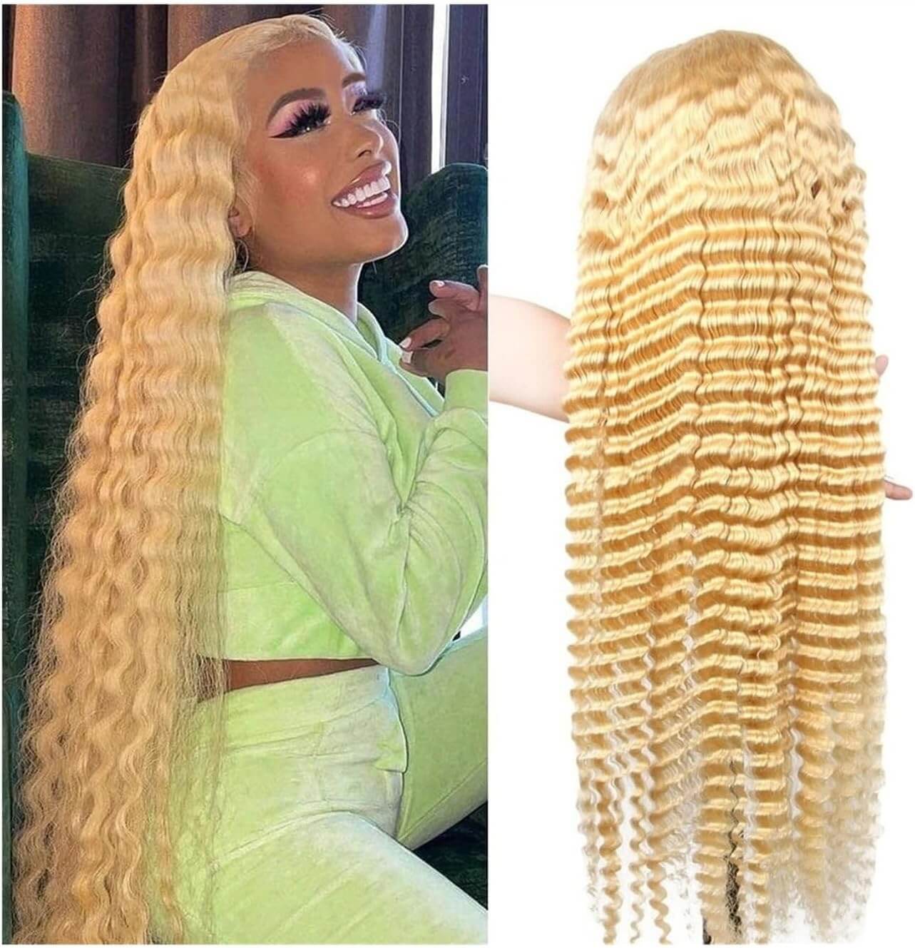 Blonde Deep Wave Wig 13x4 Lace Human Hair Voluminous