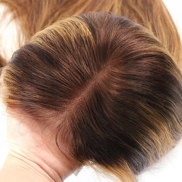 Honey Blonde Wig with Highlights Straight Sleek Human Hair