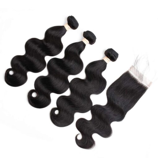 Body Wave Bundles with Closure Brazilian Hair Soft Waves