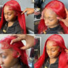 13x4 Lace Red Straight Wig Human Hair Sleek Vibrant
