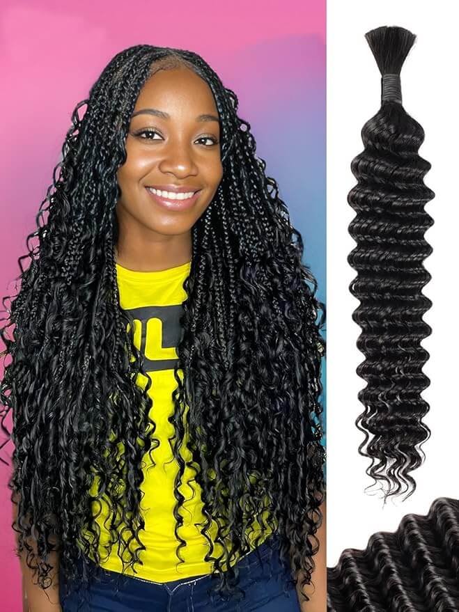Human Hair Deep Wave Bulk Natural Texture for Braiding