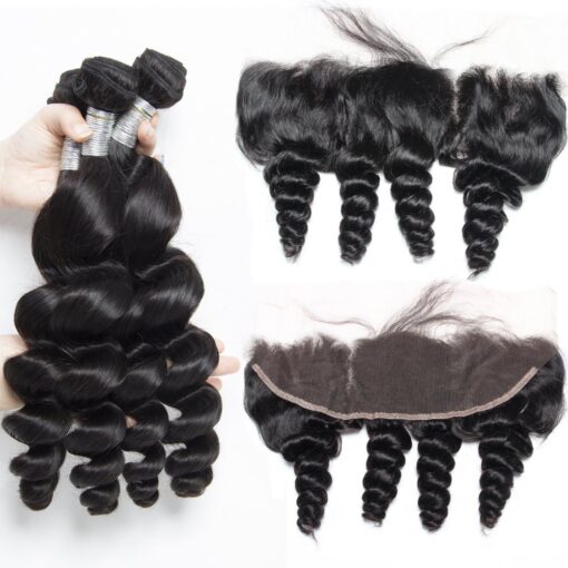 Loose Wave Bundles with Frontal Virgin Hair Soft Curls Full