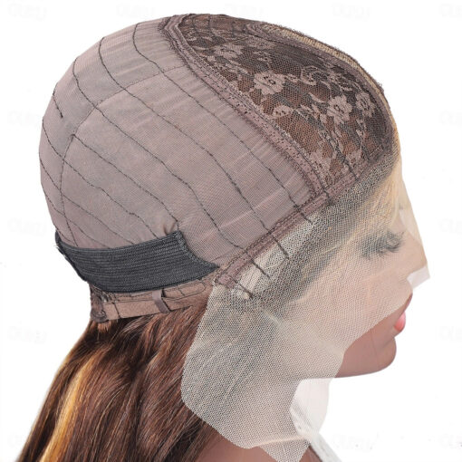 Honey Blonde Bob Wig with Highlights T Lace Front Sleek
