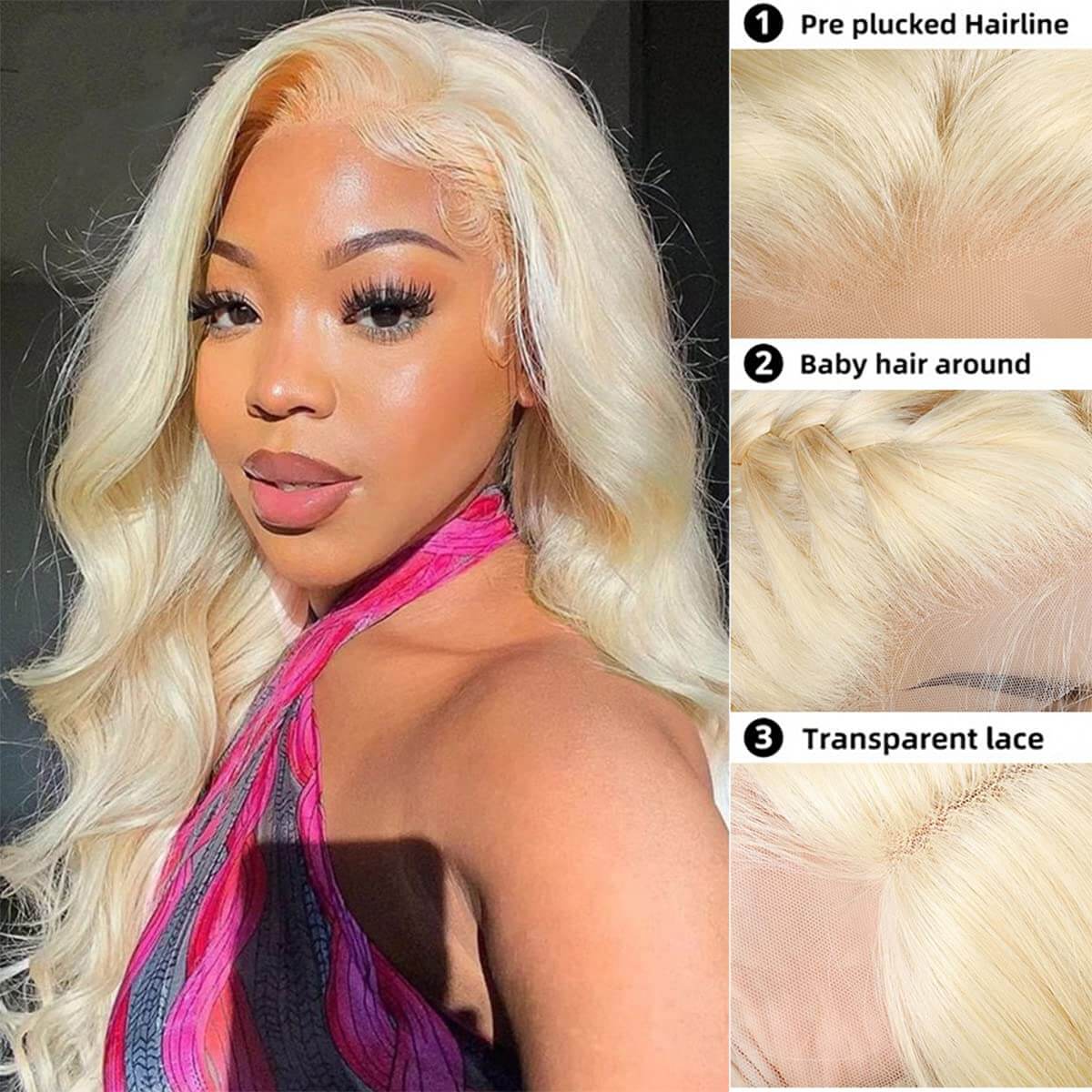 Long Blonde Wavy Wig 13x6 Lace Front Body Wave Human Hair