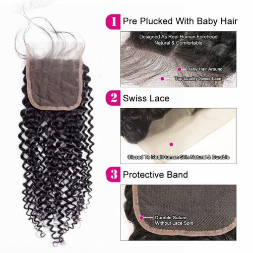 Kinky Curly Bundles with Closure Virgin Hair Voluminous