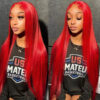 13x4 Lace Red Straight Wig Human Hair Sleek Vibrant