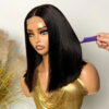 Black Bob Wig 2x6 Lace Closure Sleek Style Natural Part