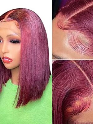 Burgundy Bob Wig 13x4 Lace Front Bold Color
