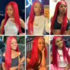 13x4 Lace Red Straight Wig Human Hair Sleek Vibrant