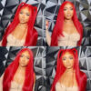 13x4 Lace Red Straight Wig Human Hair Sleek Vibrant