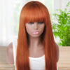 Luxe Ginger Wig Bold Straight Hair with Stylish Bangs