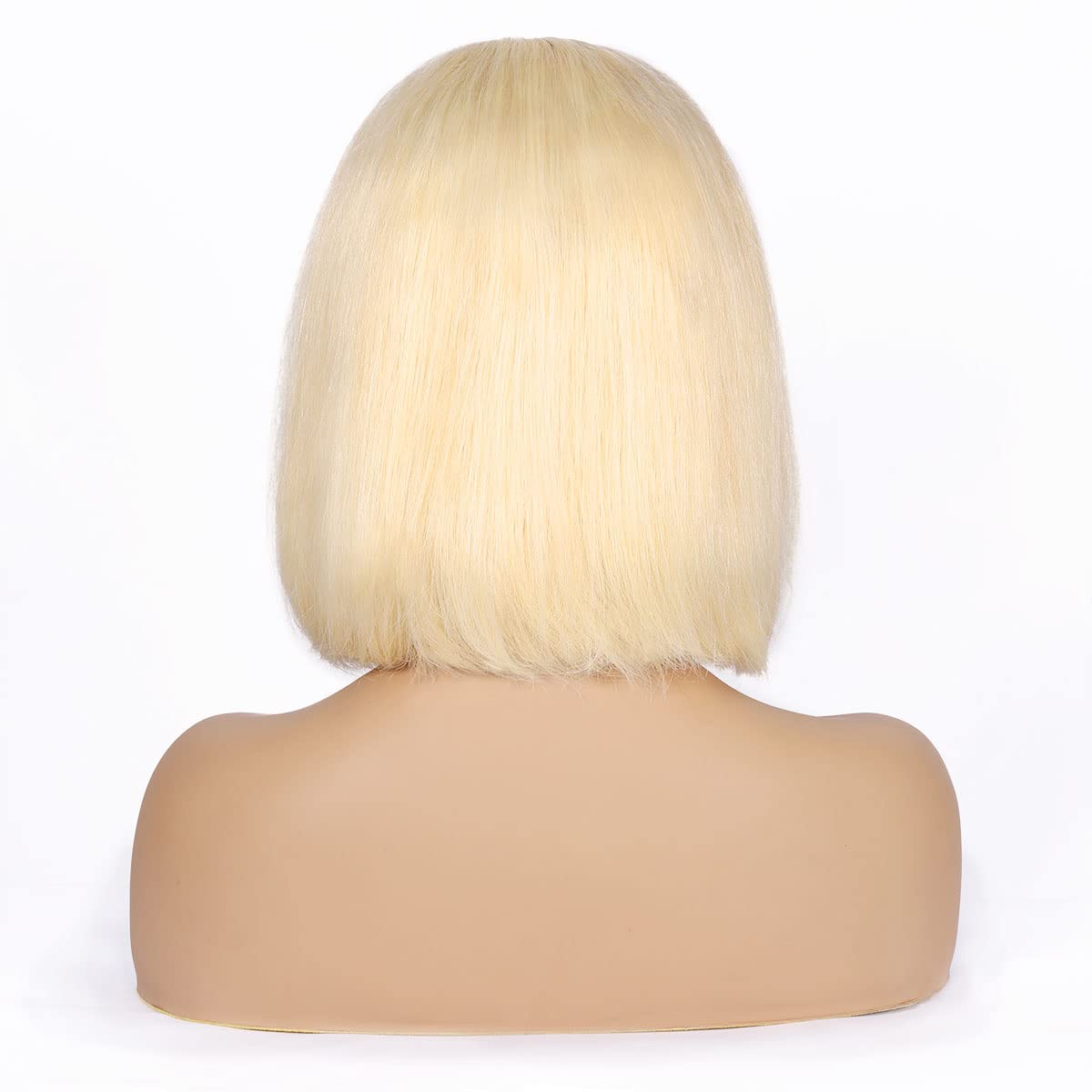 Bob Cut Blonde Wig T Lace Human Hair Natural Shine Sleek