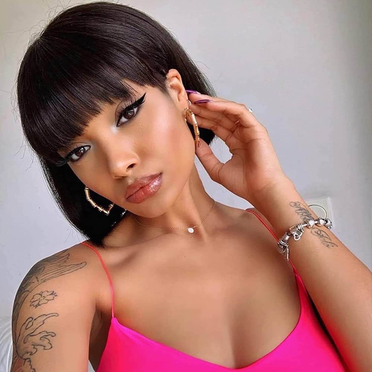 Black Bob with Fringe Wig Sleek Stylish Easy-to-Wear Look