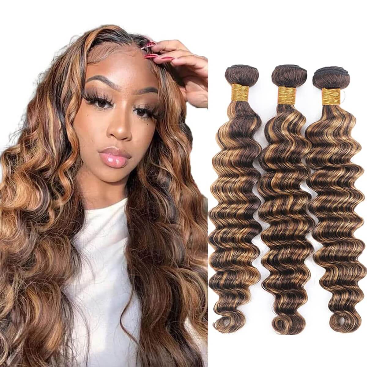 Honey Blonde Loose Deep Wave Bundles remy Hair Full Volume