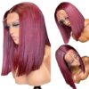 Burgundy Bob Wig 13x4 Lace Front Bold Color Human Hair