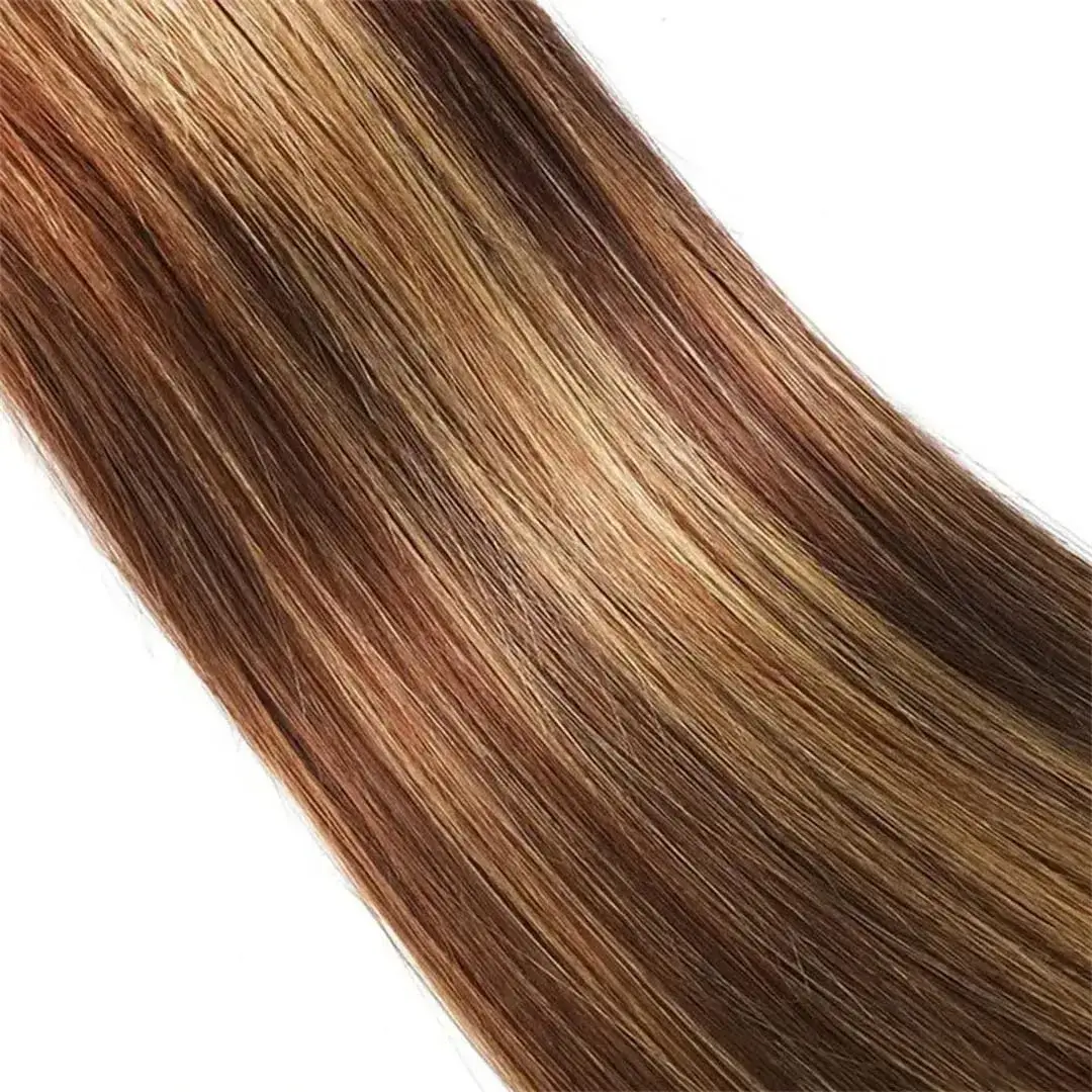 Honey Brown Straight Bundles with Highlights Human Hair