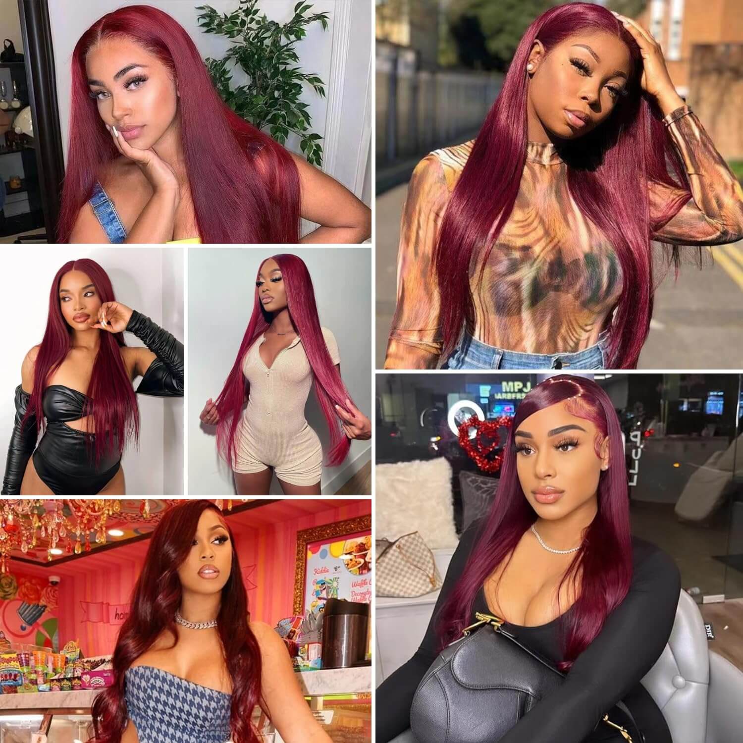 Burgundy Lace Front Wig 13x4 Straight Hair Bold Sleek Look