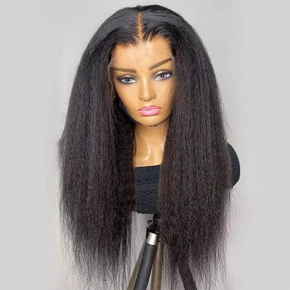 5x5 Lace Yaki Straight Wig Kinky Style Realistic Hairline