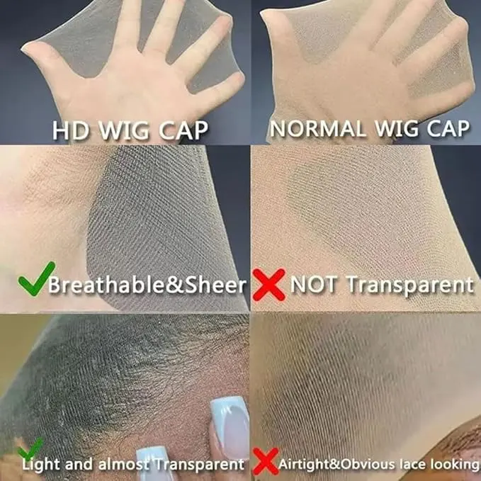 Bald Wig Cap HD Transparent Skin like Stretchy Breathable