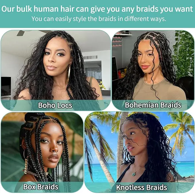 Deep Wave Bulk Human Hair for Braiding Natural Texture
