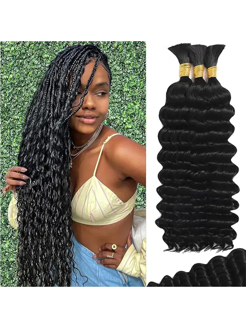 Deep Wave Bulk Human Hair for Braiding Natural Texture