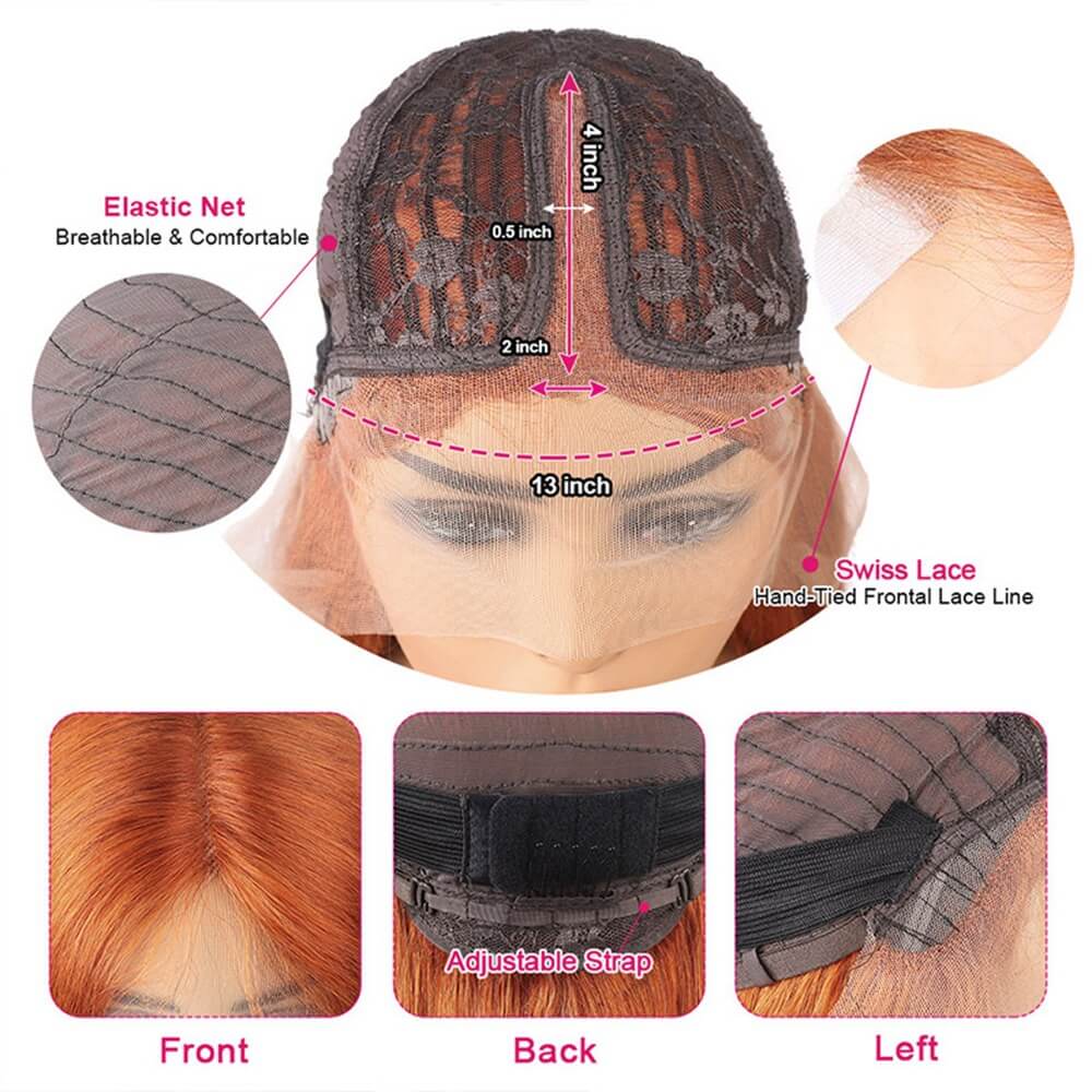 Ginger Lace Front Wig Human Hair Bold Color Natural Look