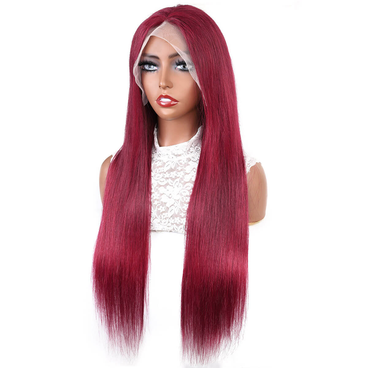 Burgundy Lace Front Wig 13x4 Straight Hair Bold Sleek Look