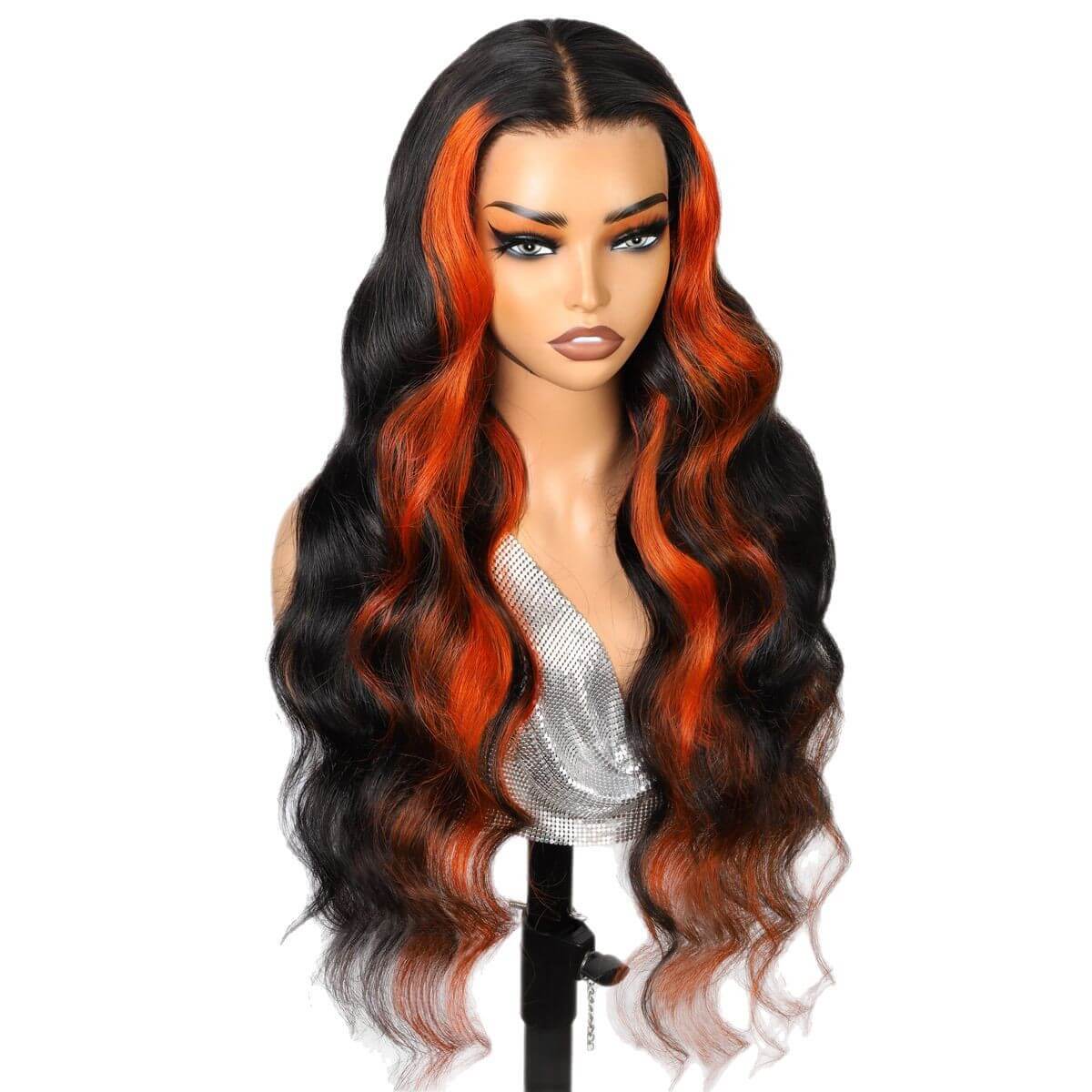 13x4 Lace Front Ginger Highlight Wig Body Wave for Glam