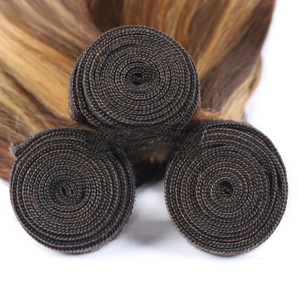 Honey Brown Straight Bundles with Highlights Human Hair