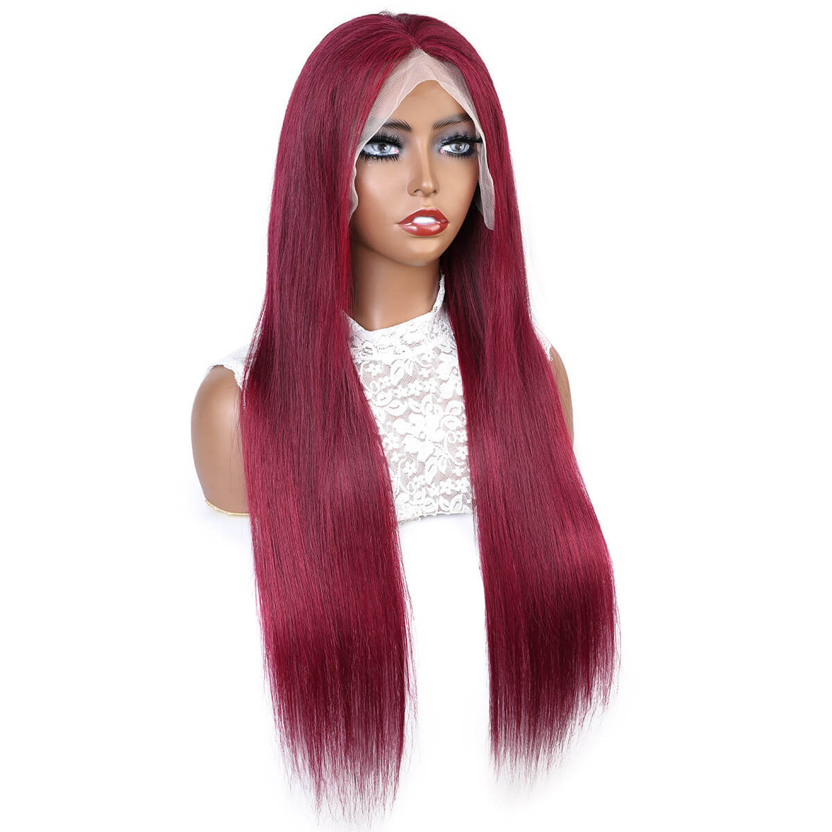 Burgundy Lace Front Wig 13x4 Straight Hair Bold Sleek Look
