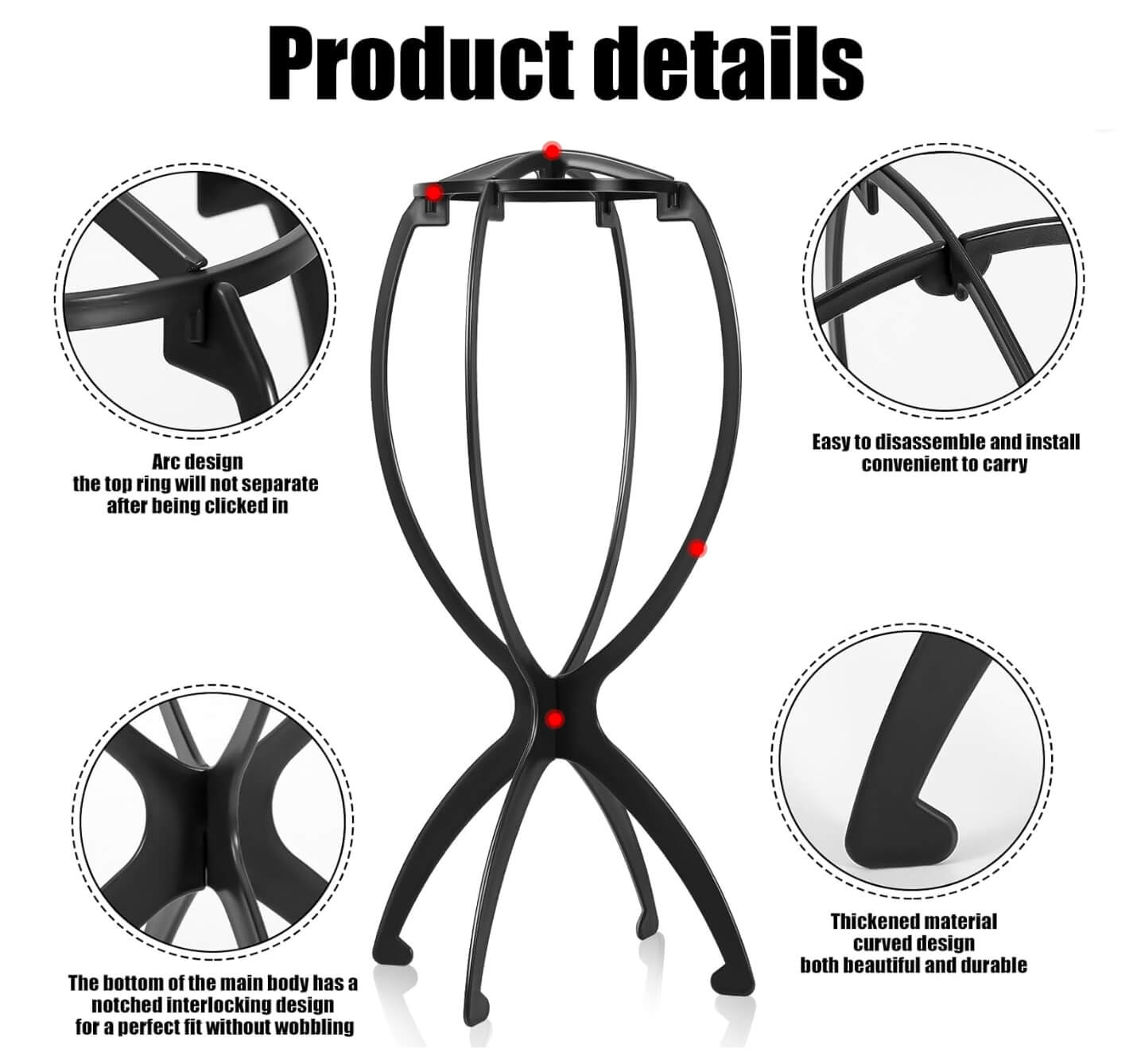 Wig Head Stand Lightweight Durable Display Styling Holder