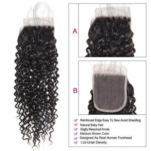 Kinky Curly Bundles with Closure Virgin Hair Voluminous